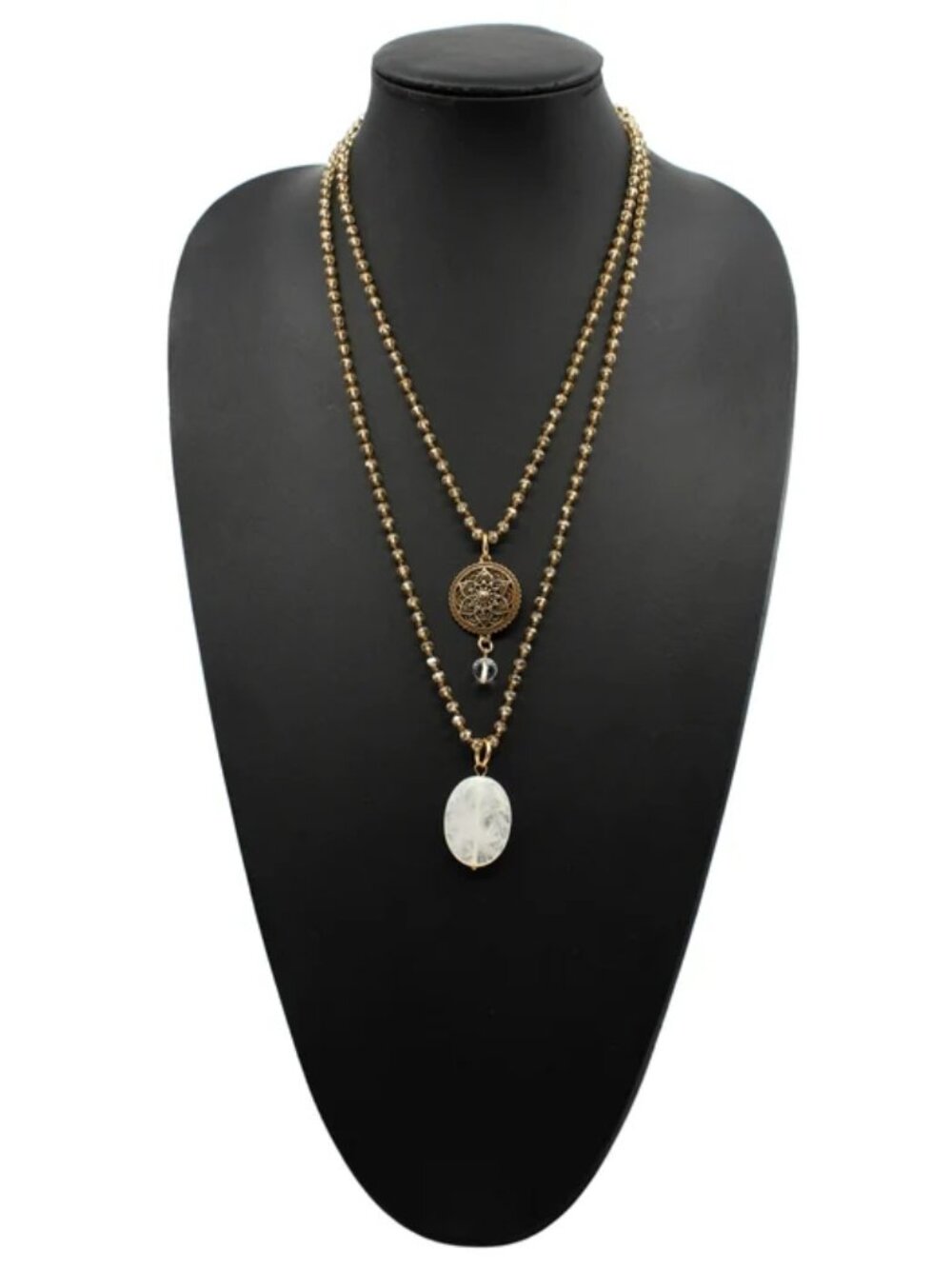 Katia Designs Grateful Thankful Blessed Mandala Bloom Necklace Goldtone - Picture 2 of 6
